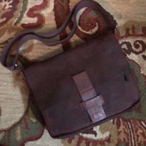 ELLINGTON Suede Leather Dark Brown Crossbody Messanger Bag Classic Rugged NEW